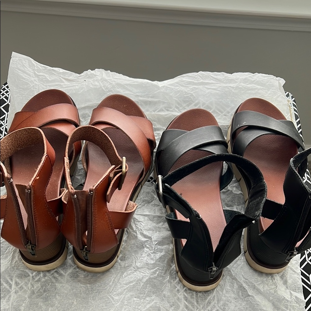 MIA Black and Brown Sandals with Strappy Design